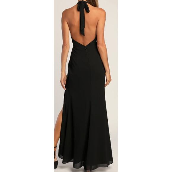 LULU'S XS Captured Your Heart Black Halter Maxi Long Party Dress NEW B56 - Picture 2 of 12